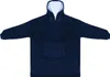 A dark blue hooded blanket with sleeves, laid flat against a white background. Anteprima dell’immagine prodotto