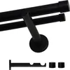 A black double curtain rod with mounting hardware shown against a white background. Podgląd zdjęcia produktu