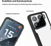 A marketing image showing a phone case with callouts highlighting its protective features. Produktbild-Vorschau