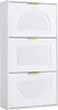 A white shoe cabinet with three flip-down doors. Anteprima dell’immagine prodotto