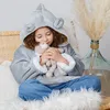 Kapuzensweater-Plaid "Bear" - grau - Atmosphera créateur Produktbild-Vorschau 5