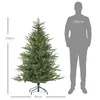 A Christmas tree is shown next to a silhouette of a person for scale, with dimensions indicated. Podgląd zdjęcia produktu