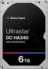 A close-up, front-facing studio shot of a Western Digital Ultrastar DC HA340 6TB hard drive. Voir les images du produit