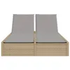vidaXL Doppel-Sonnenliege mit Auflagen Beige Poly Rattan Produktbild-Vorschau 3