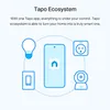 Illustration of a smart home ecosystem controlled by a smartphone app, showing a light bulb, smart plug, security camera, and light switch connected to the phone. Podgląd zdjęcia produktu