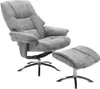 Relaxsessel mit Hocker - Hellgrau - Mikrofaserbezug - mit Produktbild-Vorschau 6