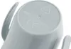 Close-up of the bottom of a gray baby cup, showing embossed text and symbols. Produktbild-Vorschau