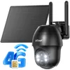 A black solar-powered 4G LTE security camera with a solar panel and a graphic representing 4G connectivity. Náhled obrázku produktu