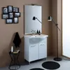 Holzoptik Möbelset für das Badezimmer mit Füßen, weiss Produktbild-Vorschau 1