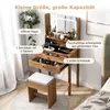 COSTWAY Make-up tafel met gevoerde kruk, make-up Productafbeelding-voorbeeld 4