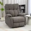 A gray recliner chair is shown in a living room setting with a plant and a shelf in the background. Podgląd zdjęcia produktu