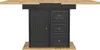 A black dining table with a wooden top and storage drawers and cabinets. Náhled obrázku produktu
