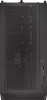 A black computer tower case is shown from the front. Produktbild-Vorschau