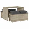 3-tlg. Garten-Essgruppe mit Kissen Hellgrau Poly Rattan Produktbild-Vorschau 1