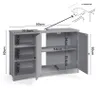 A diagram showing the dimensions of a gray cabinet with an inset showing a U-channel size. Voir les images du produit