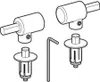 An illustration of plumbing hardware components, including hinges and an Allen wrench. Anteprima dell’immagine prodotto