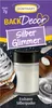 The image shows the packaging for a silver edible glitter powder, with decorative elements of baked goods. Anteprima dell’immagine prodotto