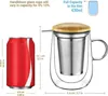 Doppelwandige Teetasse 430ml mit Metallsieb Borosilikatglas Produktbild-Vorschau 2