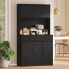 HOMCOM Credenza da cucina con piano di lavoro, 6 ante, nera Anteprima dell’immagine prodotto 2