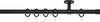 A black curtain rod with rings and a ceiling mount, shown against a white background. Produktbild-Vorschau
