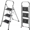 Two views of a silver step stool with black anti-slip treads on a white background. Podgląd zdjęcia produktu
