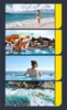 A collage of four images showing different vacation and leisure activities: a beach, a water park, a person in an infinity pool, and white-water rafting. Anteprima dell’immagine prodotto