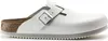 A white Birkenstock Boston Super Grip clog shown from the side against a white background. Produktbild-Vorschau