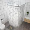 A bathroom scene with a shower curtain rod and curtain, toilet, and sink. Produktbild-Vorschau