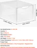 A clear plastic shoe storage box with dimensions and product details displayed. Náhľad obrázku produktu