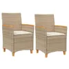 vidaXL Chaises de jardin avec coussins 2 pcs. Beige Poly Voir les images du produit 1
