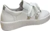 A side view of a white leather sneaker with a large white bow and silver accents. Produktbild-Vorschau