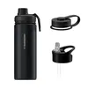 A black thermos bottle with two additional lids, presented on a white background. Náhled obrázku produktu