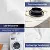 A collage of four images showcasing a white tablecloth, a table setting, a washing machine, and a close-up of fabric texture. Produktbild-Vorschau