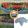 Graue Steinoptik-Gartenkante, installiert um zwei verschiedene Blumenbeete, mit einem Stapel einzelner Stücke Náhľad obrázku produktu