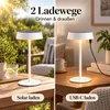 Lámpara de mesa solar, metálica, color blanco mate, con Vista previa de la imagen del producto 4