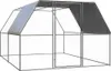 A large outdoor chicken coop made of galvanized steel with a mesh enclosure and a partial roof. Anteprima dell’immagine prodotto