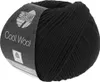 A ball of black yarn with a label. Produktbild-Vorschau