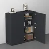 doporro Buffet Commode 100cm Meuble de Rangement Gris Noir Voir les images du produit 5