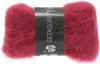 A ball of red yarn with a label wrapped around it. Produktbild-Vorschau