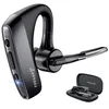 A black Bluetooth headset and its charging case are displayed against a white background. Produktbild-Vorschau