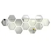 A collection of hexagonal mirror wall stickers arranged in a honeycomb pattern against a white background. Produktbild-Vorschau