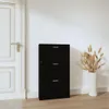 vidaXL Szafka na buty czarna 59x17x108 cm Materiał Podgląd zdjęcia produktu 3