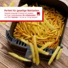 A close-up shot of french fries in an air fryer, with a marketing overlay. Produktbild-Vorschau