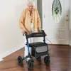 COSTWAY Rollator skladací, 2v1 invalidný vozík a cestovný Náhľad obrázku produktu 2