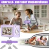 Two women laughing in a kitchen, with a digital camera in the foreground and a film strip montage at the bottom. Produktbild-Vorschau
