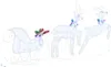 A set of three illuminated Christmas reindeer and a sleigh, made of white fabric and wireframe, against a white background. Podgląd zdjęcia produktu