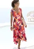VIVANCE Midikleid mit Alloverdruck und asymmetrischem Saum Produktbild-Vorschau 3