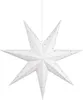 A white, seven-pointed paper star lantern with small, silver dots, suspended by a white string against a white background. Podgląd zdjęcia produktu