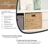 A woven storage basket is shown inside a white cube shelf, next to a gray fabric storage box. Text overlays describe the product's features and benefits. Anteprima dell’immagine prodotto