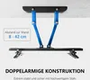 A TV wall mount with a double arm construction, shown attached to a ceiling. Podgląd zdjęcia produktu